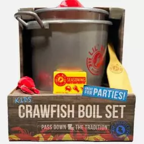 Lil' Bit Crawfish Boil Set - Get your budding chef a crawfish boil toy set to play with alongside you while you boil, or while they master their unique cooking techniques wherever they live!