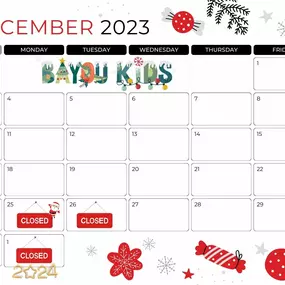 December Holiday Schedule