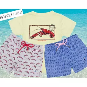 Dive into summer fun with our ???? Properly Tied Boys Swimsuits! Available in Crawfish and Blue Crab prints ???????? Be the most dapper kid at the pool or beach ???? Made with high-quality materials, these swimsuits are as durable as they are cute.
Boys' sizes 2T-YXL