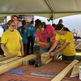 #GirlsConstructionSummerCamp at the building science education center. 
These girls are creating some really cool projects this week! They aren’t afraid to use tools!