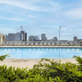 Resort-style pool overlooking Downtown Nashville and the Gulch at Camden Music Row apartments in Nashville, TN