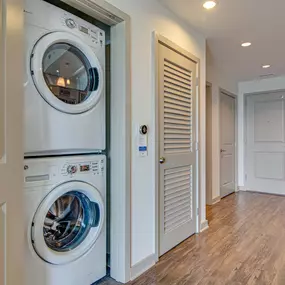 Stackable full-size washer and dryer included in apartment homes