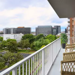 Large, private balcony with Southeast-facing city view