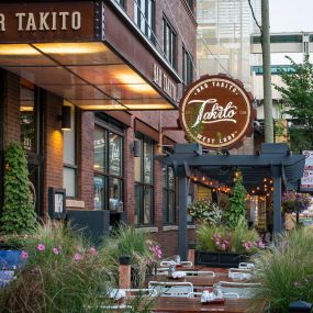 Entrance to Bar Takito, in the heart of the West Loop; next to the Morgan Street train station (el)