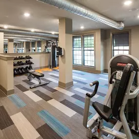 Fitness Center with Cardio, CrossFit & Yoga Components at Echo at North Pointe Center Apartment Homes