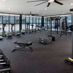Flats 24-hour fitness center with strength and cardio equipment