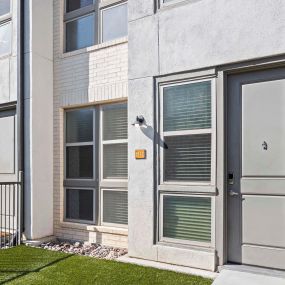 Villas Townhome front door entry with private yard at Camden Greenville