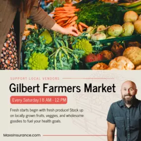 Start your Saturday at the Gilbert Farmers Market! Open from 8 AM - 12 PM during winter hours, it’s located just west of the Water Tower in Downtown Gilbert. With 100+ vendors year-round, you’ll find local produce, farm-fresh goods, artisan coffee, and handmade items from local artisans. Don’t miss out—see you there!