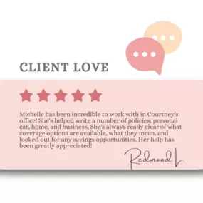 We're feeling so grateful today! Got the sweetest review from a customer raving about how much they loved working with our team member Michelle. It's moments like these that remind us why we love what we do!