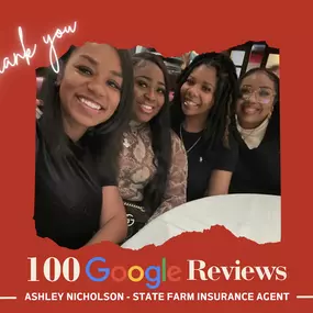 Cheers to 100 reasons to smile! Your trust and support mean the world to me! Thank you for taking the time to share your feedback and experiences! Here's to our continued journey together! 
Ashley Nicholson - State Farm Insurance Agent