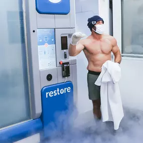 Safely expose your entire body to sub-zero temperatures in a specialized chamber for up to 3 minutes.

BENEFITS OF CRYOTHERAPY MAY INCLUDE:
Stress relief
Enhanced healing
Improved athletic recovery
Reduced pain and inflammation
Boosted mood, energy and sleep