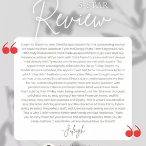 Nothing fills our hearts more than reading such kind words about our team! Our commitment to serving customers isn’t limited to the hours of 9 to 5—it’s our passion. Whether we’re educating you on your coverages, informing you about insurance options, or assisting with a claim, we’re here for you! ❤️