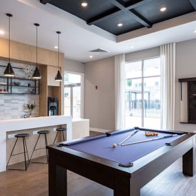 Billiards Table and Bar Area In Clubhouse