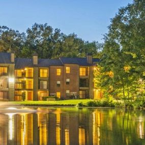 Meticulously maintained grounds with mature trees surround the gorgeous lakes and beautiful landscaping at The Summit Apartments