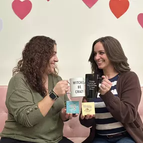 We celebrated National Hot Chocolate Day today with our favorite flavors! 
Jaime-Peppermint hot chocolate
Steph-Dark chocolate hot chocolate 
Jen-Marshmallow hot chocolate