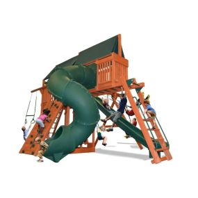 What can you expect with the Extreme Fort Combo 5?  More Climbing!!  With a 7.5 ft playdeck height, 15ft Super Slide, 10.5 ft high Swing Beam, Monkey Bars, Sky Loft, 360 Corkscrew Slide and a Premier Picnic Table, you can take your backyard to the Extreme.
Happy Backyards - Call (615) 595-5582 to start building backyard memories that last a lifetime