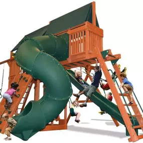 What can you expect with the Extreme Fort Combo 5?  More Climbing!!  With a 7.5 ft playdeck height, 15ft Super Slide, 10.5 ft high Swing Beam, Monkey Bars, Sky Loft, 360 Corkscrew Slide and a Premier Picnic Table, you can take your backyard to the Extreme.
Happy Backyards - Call (615) 595-5582 to start building backyard memories that last a lifetime