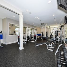 State of the Art Fitness Center featuring Wellbeats™ with Cardio and Weight Training and Flat Screen TVs at Alden Place at South Square Apartments