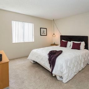 Beautiful Bright Bedroom With Wide Windows