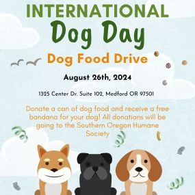 Stop by the office August 26th and receive a free bandana with a donation of dog food!