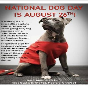 Stop by the office August 26th and receive a free bandana with a donation of dog food!