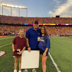 Allstate Good Hands kick promo for $1,000 at Minnesota Gopher football game.