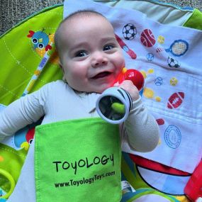 We wanted to introduce our newest Toyologist Rocco!! ????Here he is with some of his favorites from Toyology Toys… baby paper and the Noggin Stik!!! ❤️