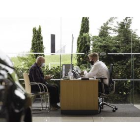 Customer inside the Land Rover Stockton dealership