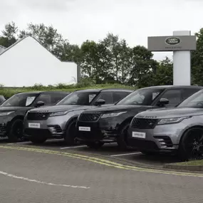 Land Rovers outside the Stockton dealership