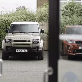 Land Rovers outside the Stockton dealership