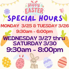 Hippity, Hoppity, Easter's on it's way!
And we're here for extended hours, so come in and PLAY!????????????