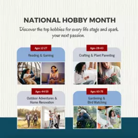 January is National Hobby Month!
Hobbies are more than just pastimes—they’re a chance to recharge, learn, and grow. Whether you’re diving into something creative, relaxing, or adventurous, there’s a hobby waiting to bring joy to your day.