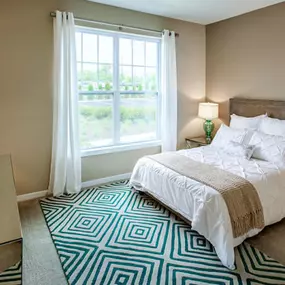 Beautiful Bright Bedroom With Wide Windows