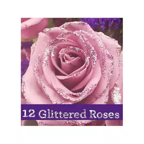 Send a dozen beautiful long-stemmed roses with glitter arranged in a vase. Our glittered roses are the perfect way to add a little 