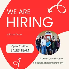 We are Hiring!
Join the team at Matt Springer State Farm! We're looking for driven, customer-focused individuals to join our Sales Team. If you're passionate about helping others, building relationships, and growing in a supportive, high-energy environment — we want to meet you!