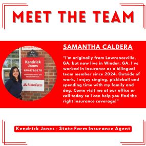 Meet our new team member Samantha! Welcome to the team! - Kendrick Jones State Farm