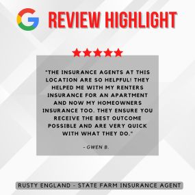 Rusty England - State Farm Insurance Agent
Review highlight