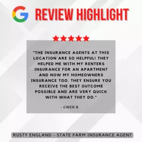 Rusty England - State Farm Insurance Agent
Review highlight