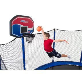 Slam dunk like a PRO with our flexible ProFlex rim!
????Designed to fit securely on your JumpSport Trampoline Safety Net Enclosure!
????Includes Backboard, cushioned hoop with Heavy-duty ProFlex hardware, and inflatable ball!