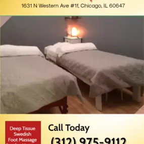 A couple's massage is just like any other massage service, 
but you and your partner receive the massage at the same time, 
on separate tables, and by two different massage therapists. 
The massage is generally offered in a private room on side-by-side massage tables.