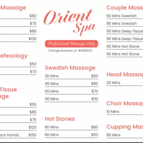 Our traditional full body massage in Chicago, IL
includes a combination of different massage therapies like 
Swedish Massage, Deep Tissue,  Sports Massage,  Hot Oil Massage
at reasonable prices.