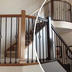 A stair rail after it was refinished