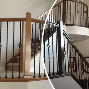 A stair rail after it was refinished