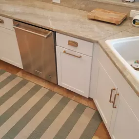 Freshly refinished wood cabinets