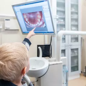 Little boy at pediatric dentist office