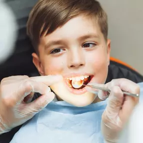 Boy with a pediatric dentist