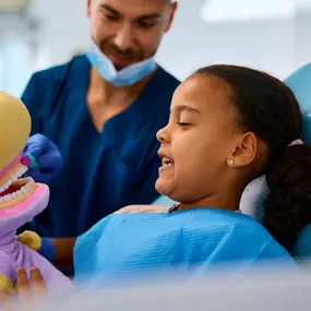 Girl at a pediatric dental office