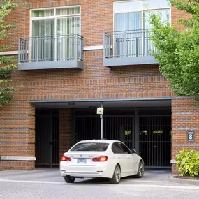 Gated parking garage entry at Camden Franklin Park apartments in Franklin, TN