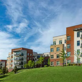 Exterior view of Camden Franklin Park set on a hill.