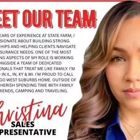 Exciting News!
We're launching a new series to help you get to know our incredible team, even if you’re miles away and only connect with us digitally or over the phone! We're starting off with Christina, one of our dedicated team members. Each post will feature a bio and photo of our team, showcasing their expertise and personalities. We want you to feel connected to the people behind your insurance experience. Stay tuned to learn more about the amazing individuals who are here to support you, n